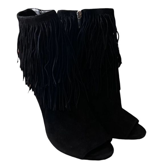 Sam Edelman Arizona Tassel Peep Toe Heel Black - Picture 2 of 11